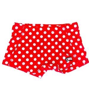 Crazy Pants Red Polka Dot Spandex Cheer Athletic Shorts Child Youth Small NWOT